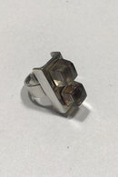 Hans Hansen Sterling Sølv Ring m/ 2 Røgfarvede sten - Danam Antik