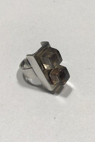 Hans Hansen Sterling Sølv Ring m/ 2 Røgfarvede sten - Danam Antik