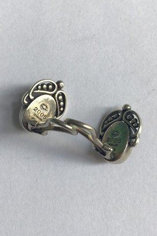 Georg Jensen Sterling Sølv 2005 Års Øreclips med Karneol - Danam Antik
