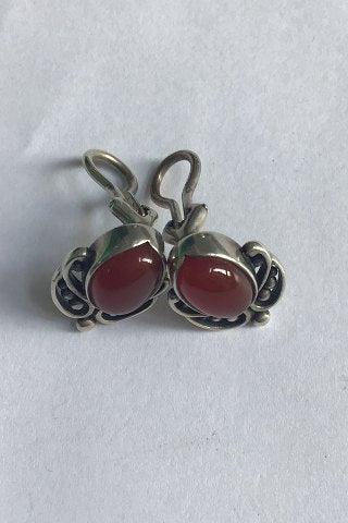 Georg Jensen Sterling Sølv 2005 Års Øreclips med Karneol - Danam Antik