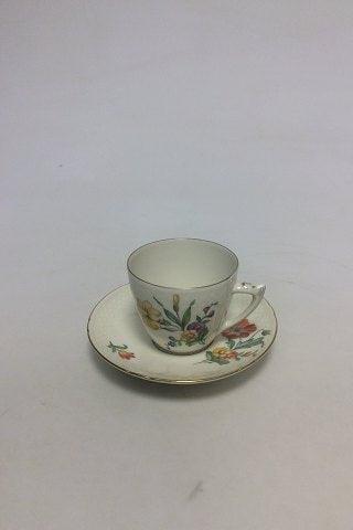 Bing & Grøndahl Saksisk Blomst, Creme Kaffekop med underkop no 102 - Danam Antik