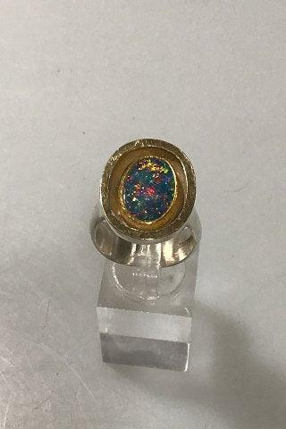 Ole W. Jacobsen Sterling Sølv / Guld ring med opal - Danam Antik