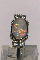 Georg Jensen 18 kt Hvidguld Ring Opal og Brillant - Danam Antik