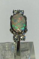Georg Jensen 18 kt Hvidguld Ring Opal og Brillant - Danam Antik