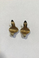 Bernhardt Hertz 14 kt. Guld Øreclips med perle og barkfinish - Danam Antik