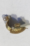 Bernhardt Hertz 14 kt. Guld Øreclips med perle og barkfinish - Danam Antik