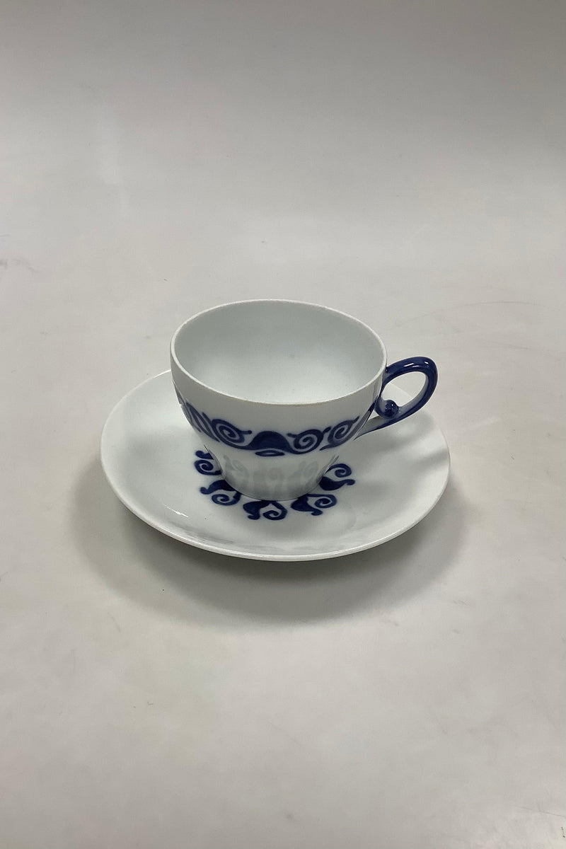 Bing og Grøndahl Art Nouveau Blå og Hvid Kaffekop - Danam Antik