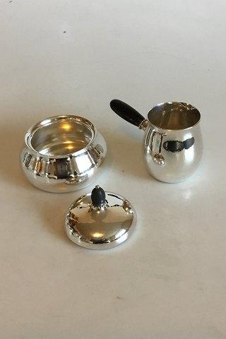 Georg Jensen Sterling Sølv Sukker og Fløde sæt med Ibenholtmontering No 80C - Danam Antik