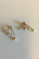 Bent Knudsen Leddelt Halskæde og Ørestikker i 14 K Guld med perler - Danam Antik