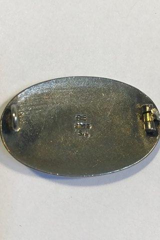 S.L. Jacobsen Sterling Sølv Broche med emalje/guilloche - Danam Antik