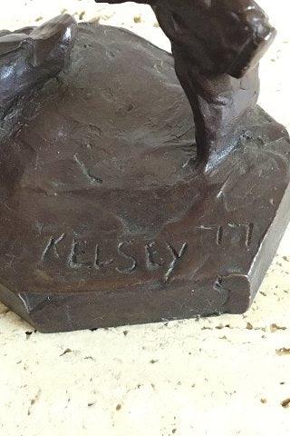 Royal Copenhagen Bronzestatuette af Golfspiller. Designet af Sterett-Gittings Kelsey i 1977 - Danam Antik