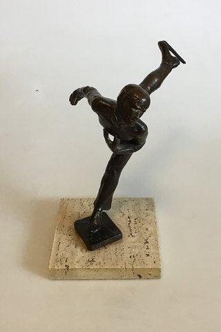 Royal Copenhagen Bronzestatuette af Kunstskøjteløber. Designet af Sterett-Gittings Kelsey i 1976 - Danam Antik