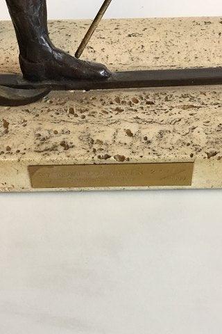 Royal Copenhagen Bronzestatuette af Langrendsløber. Designet af Sterett-Gittings Kelsey i 1976 - Danam Antik