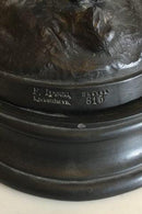 P. Ibsen Sort Terrakotta Figur på stand af Tyr. Signeret Lauritz Jensen 1904 No 815, Stand No 412 - Danam Antik