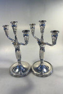 Georg Jensen Sterling Sølv Par tre-armede kandelabre No 161 (1925-1932). - Danam Antik