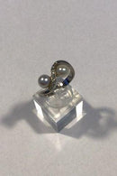 Georg Jensen og Wendel 18K Hvidguldsring med Perler og Brillanter - Danam Antik