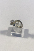 Georg Jensen og Wendel 18K Hvidguldsring med Perler og Brillanter - Danam Antik