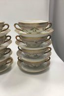 Sæt på 12 Royal Copenhagen Flora Danica Bouillon Kopper med underskål No 20/3612 - Danam Antik