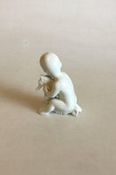 Bing & Grøndahl Blanc de Chine Figur af Havbarn med søhest i favn No 2396 - Danam Antik