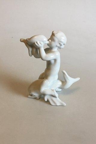 Bing & Grøndahl Blanc de Chine Figur Pige på Ryggen af Delfin No 4061 - Danam Antik