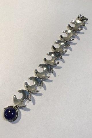 Georg Jensen Sterling Sølv Armlænke No 130B Lapis Lazuli - Danam Antik