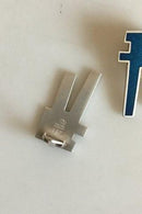 Georg Jensen Sterling Sølv Øreklips med blå emalje No 132 - Danam Antik