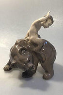 Royal Copenhagen Figur Faun/Pan på Bjørn No 976 - Danam Antik