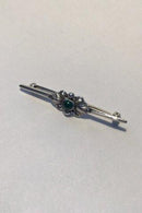 Georg Jensen & Wendel Sterling Sølv Broche No 214 Grøn Agat - Danam Antik