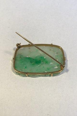 A Dragsted 18 K Guld Broche med Jade - Danam Antik