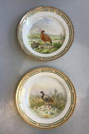 Royal Copenhagen Flora Danica/Fauna Danica Jagtstel Frokost tallerkner No 240/3550 (Sæt på 12) - Danam Antik
