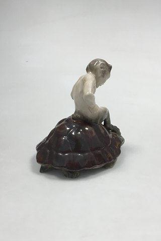 Royal Copenhagen Figur af faun på en skildpadde No 1880 - Danam Antik