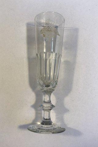 Holmegaard Christian VIII Champagne Fløjte med DSB logo - Danam Antik