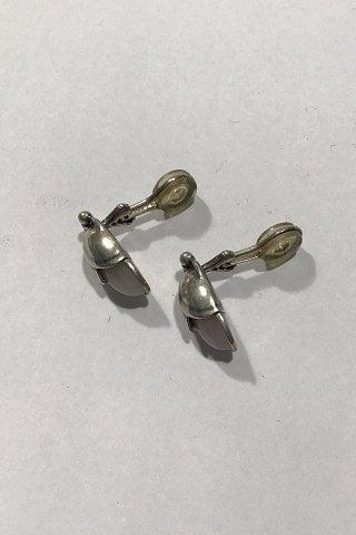 Georg Jensen Sterling Sølv Års Øreclips 2011 Rosa Quartz - Danam Antik