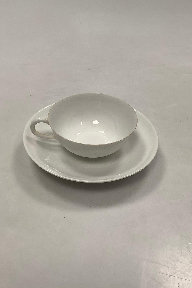 Bing og Grøndahl Art Nouveau Hvid Kaffekop med underkop - Danam Antik