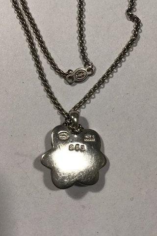 Georg Jensen Sterling Sølv Halskæde med Vedhæng No 263 med granat - Danam Antik