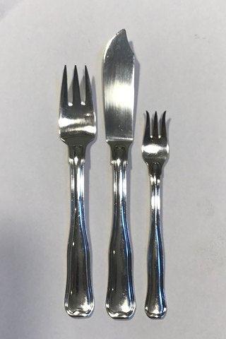 Georg Jensen Sterling Sølv Dobbeltriflet Bestiksæt 12 Pers (144 dele) - Danam Antik