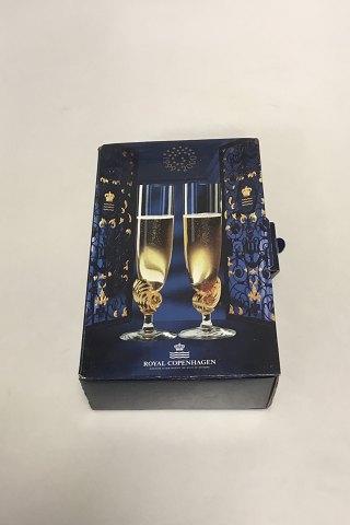 Royal Copenhagen Neptun Sæt på to Millennium Champagneglas - Danam Antik