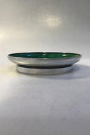 Evald Nielsen Sterling Sølv Lav Skål med grøn emalje(1941) - Danam Antik
