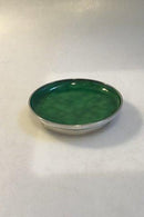 Evald Nielsen Sterling Sølv Lav Skål med grøn emalje(1941) - Danam Antik