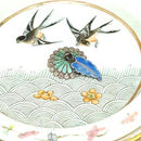 Kinesisk lågkrukke i porcelæn med cloisonne og sølv dekoreret med fugle. - Danam Antik