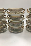 Sæt på 12 Royal Copenhagen Flora Danica Bouillon Kopper med underskål No 20/3612 - Danam Antik