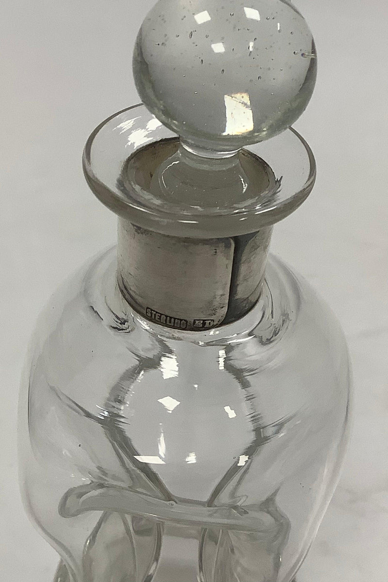 Holmegaard Dragsted Glas Karaffel med sølvbånd - Danam Antik