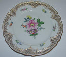 12 Nymhenburg Frugt Tallerkener med håndmålet blomster og gennembrudt kant 21,5cm - Danam Antik