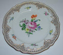 12 Nymhenburg Frugt Tallerkener med håndmålet blomster og gennembrudt kant 21,5cm - Danam Antik