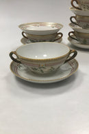 Sæt på 12 Royal Copenhagen Flora Danica Bouillon Kopper med underskål No 20/3612 - Danam Antik