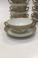 Sæt på 12 Royal Copenhagen Flora Danica Bouillon Kopper med underskål No 20/3612 - Danam Antik