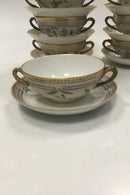 Sæt på 12 Royal Copenhagen Flora Danica Bouillon Kopper med underskål No 20/3612 - Danam Antik