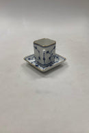 Bing og Grøndahl Blåmalet / Musselmalet Firkantet kopper med underkop med guld - Danam Antik