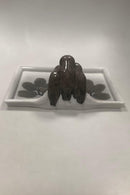 Royal Copenhagen Art Nouveau Skrivesæt med 3 Ugler og 1 mus No. 2177 - Danam Antik