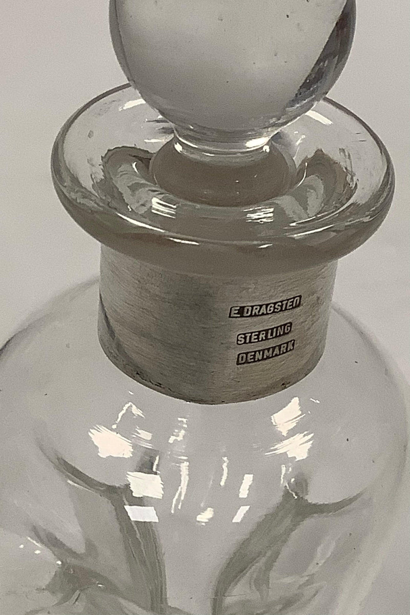 Holmegaard Dragsted Glas Karaffel med sølvbånd - Danam Antik